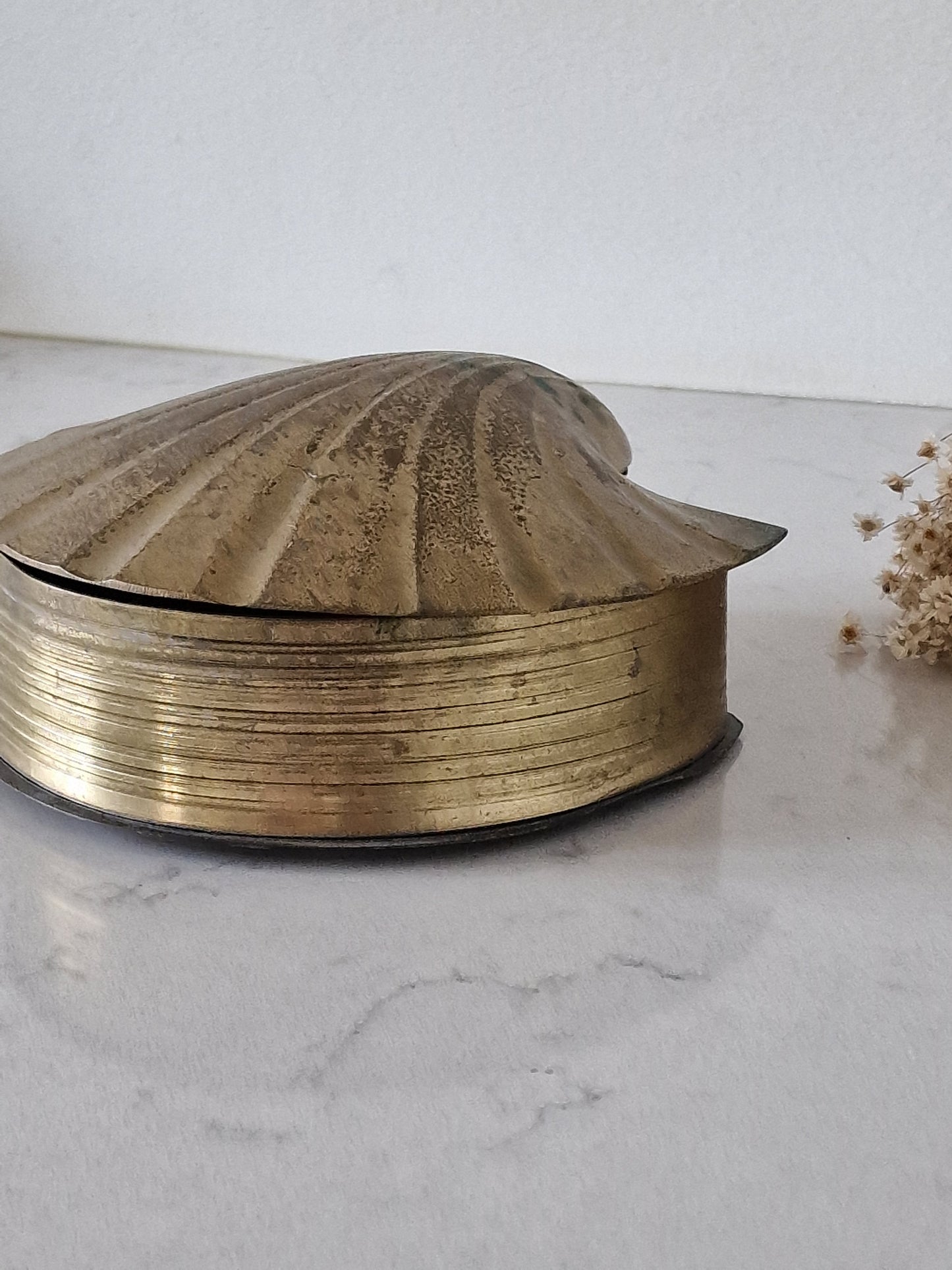 A large brass shell box