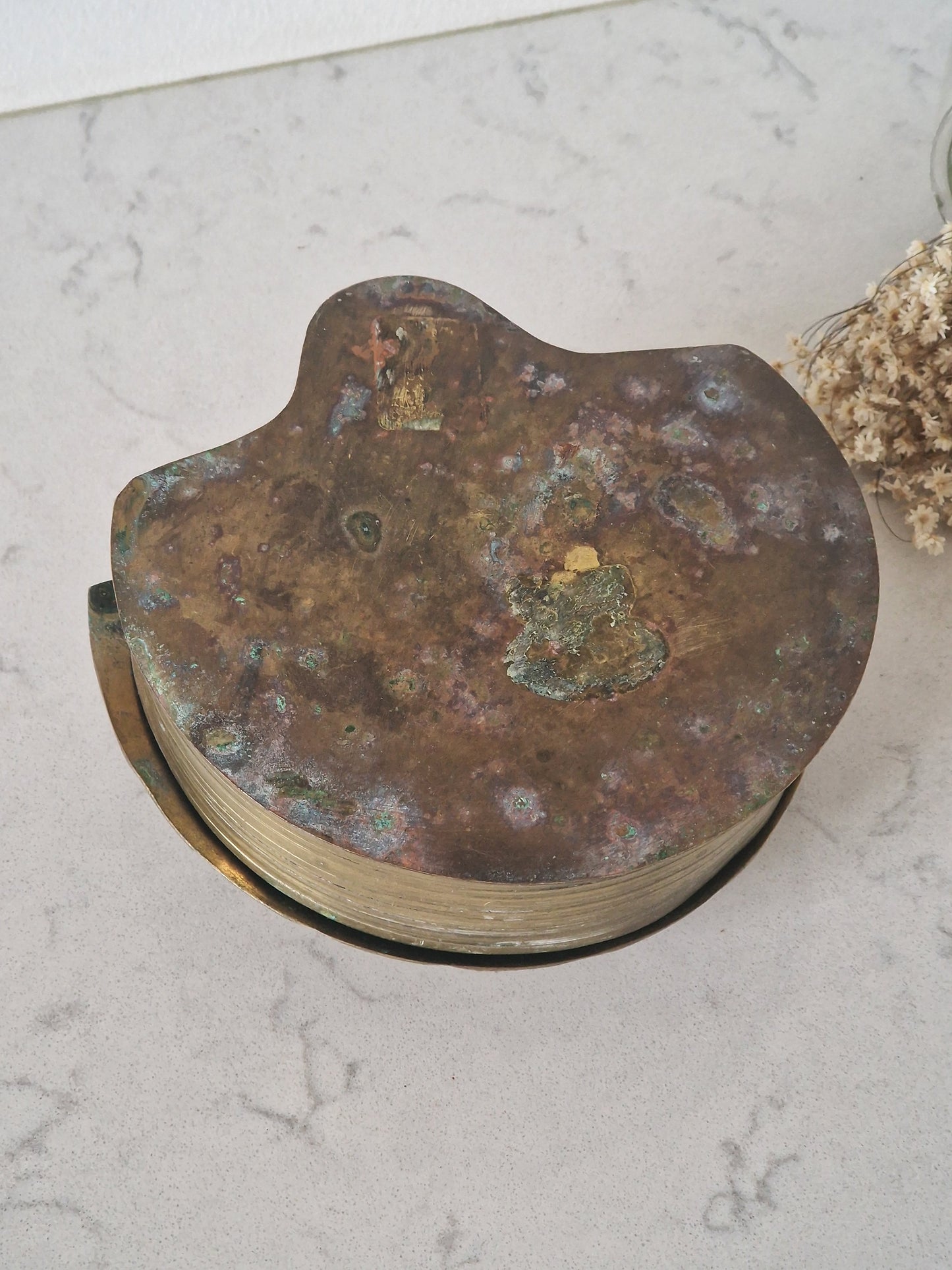 A large brass shell box