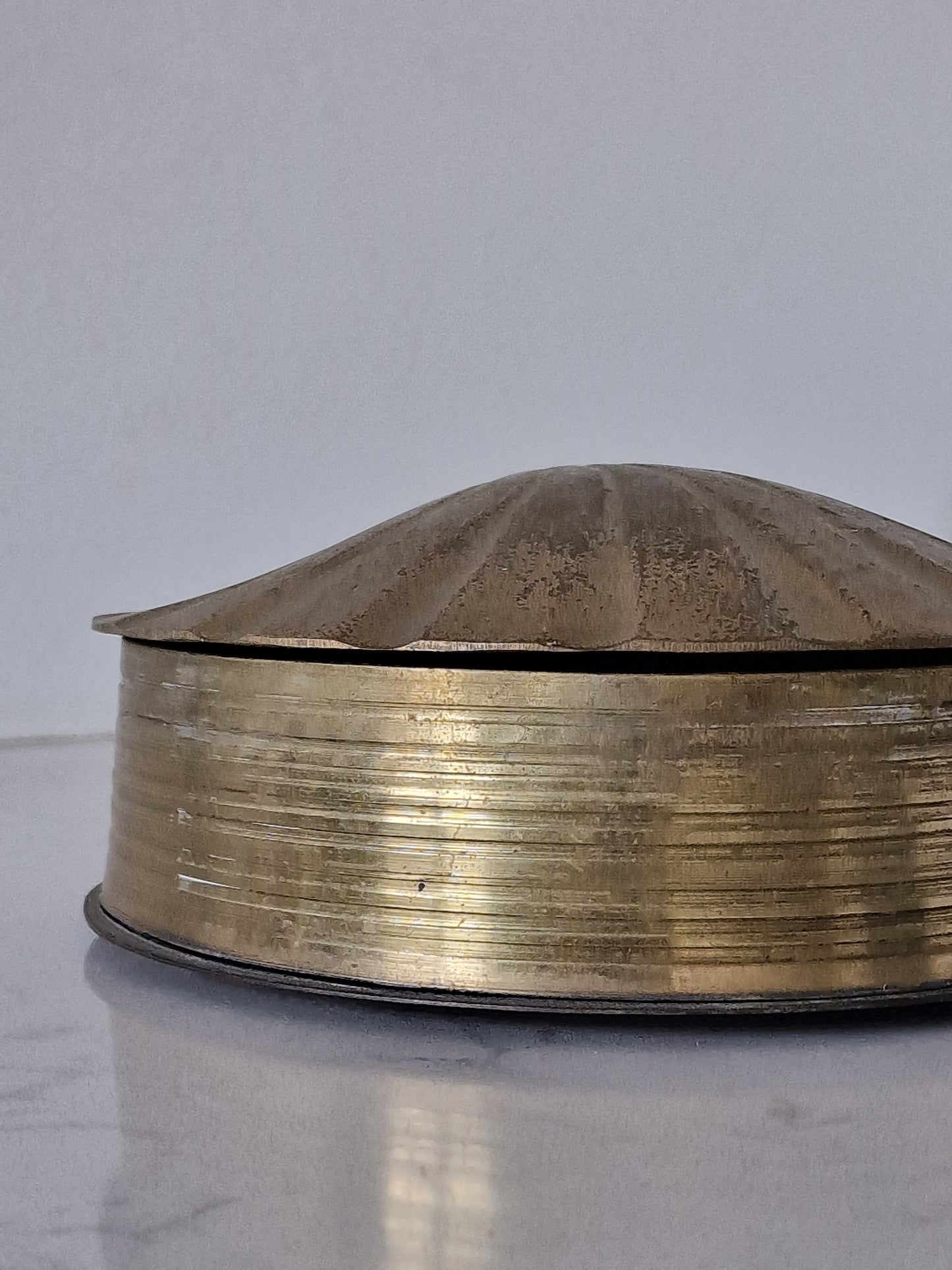 A large brass shell box