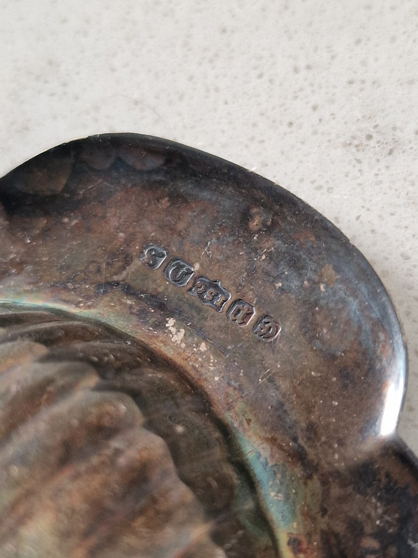 Metallinen simpukka-astia lasilla