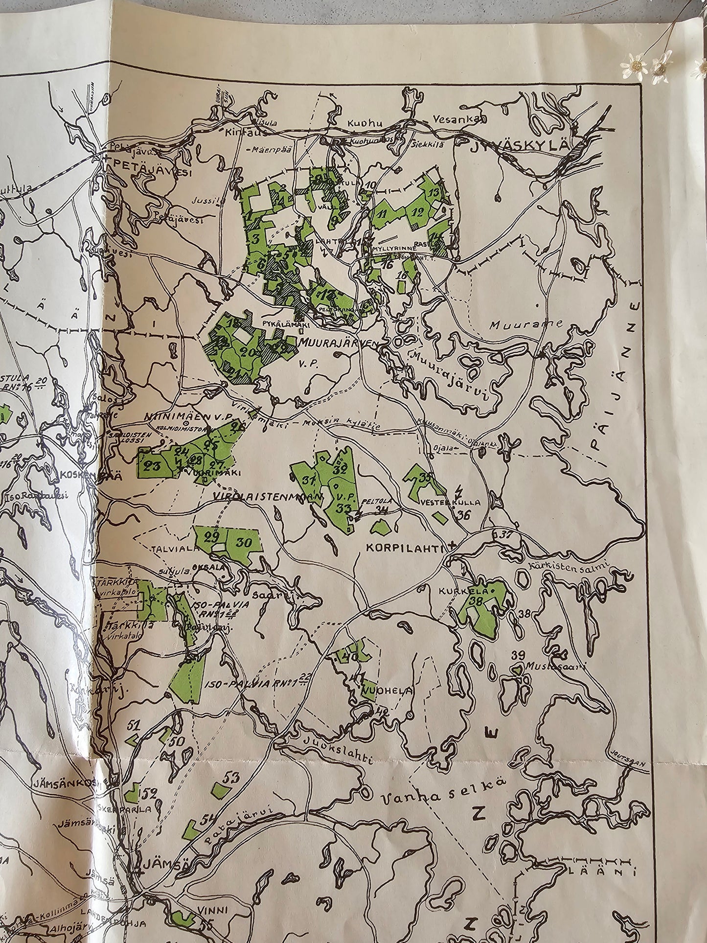 Vanha kartta Jämsän Hoitoalue 1940