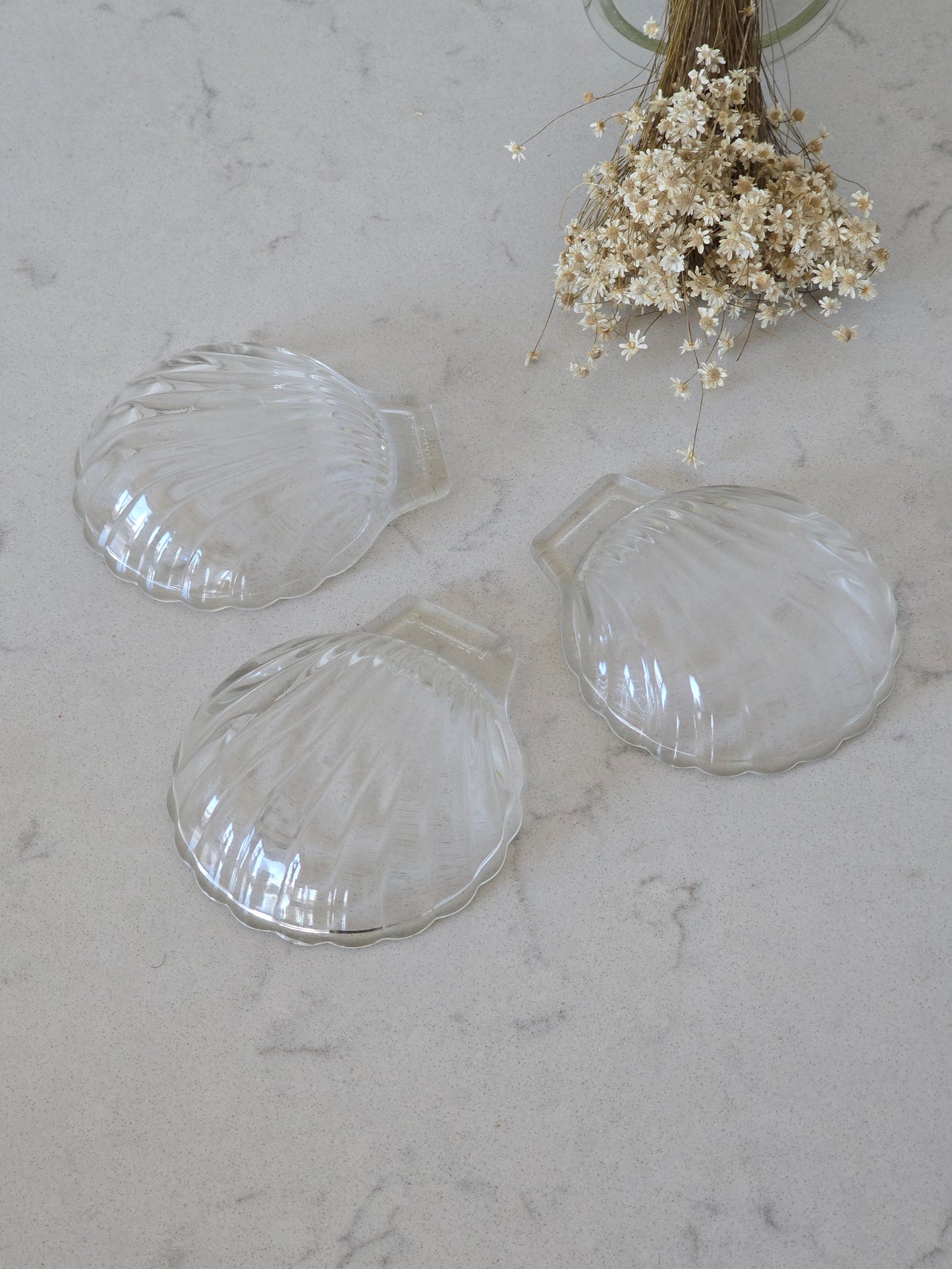 Lasiset simpukka-astiat