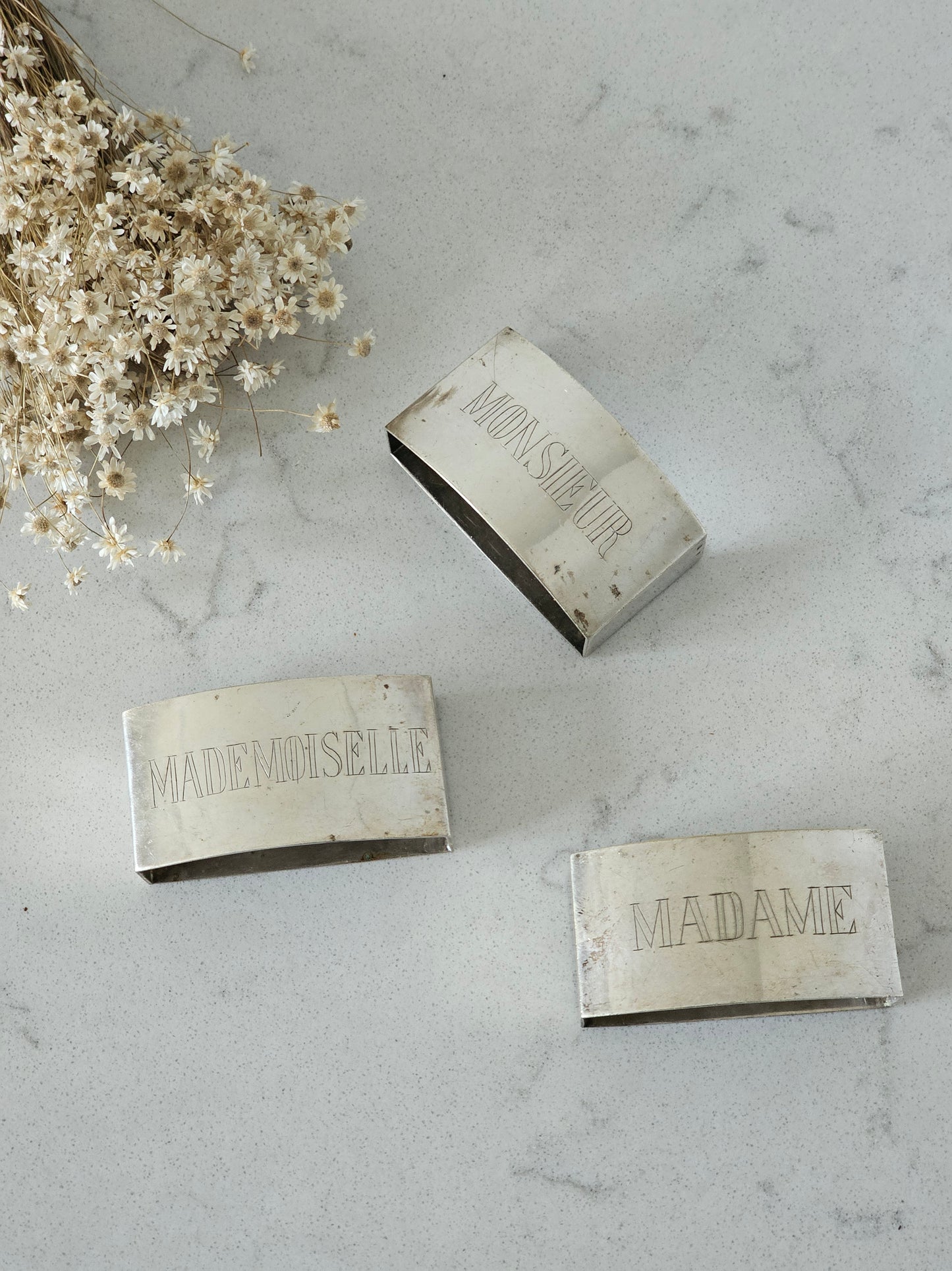 monsieur madame mademoiselle vanhat ranskalaiset vintage servettirenkaat