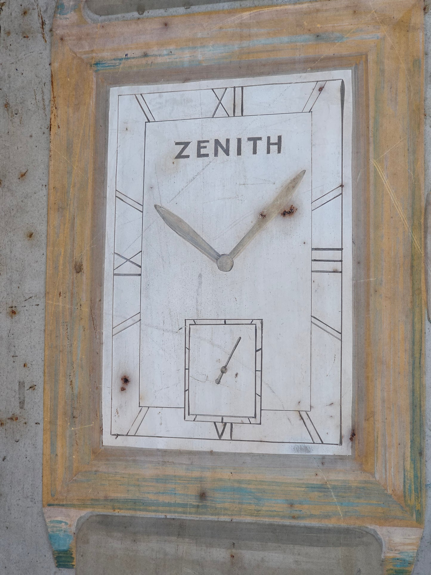 Vintage Zenith Omega, old metal sign.