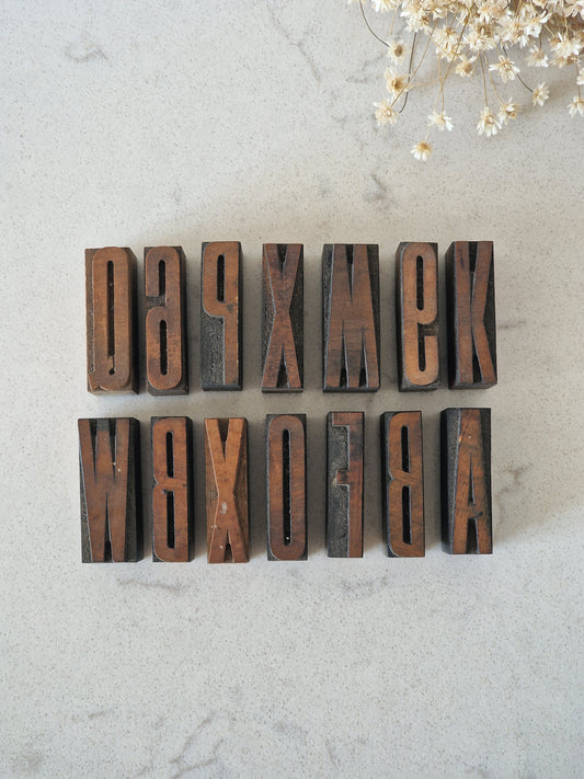 Set of 14 wooden block letters/booklets