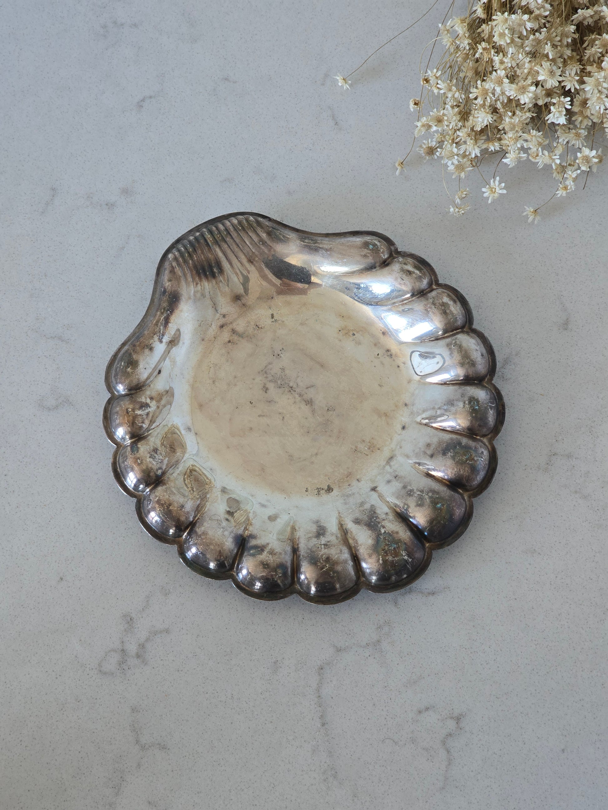 Vintage metallisimpukka viinipullon alunen