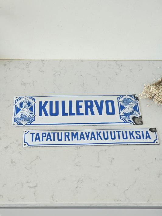 Pohjola, Kullervo ja tapaturmavakuutuksia vanha emalikyltti