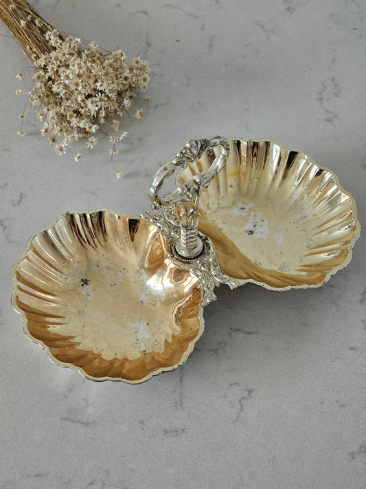 Vanha simpukka tarjoiluastia, Vintagetalli vintage Helsinki