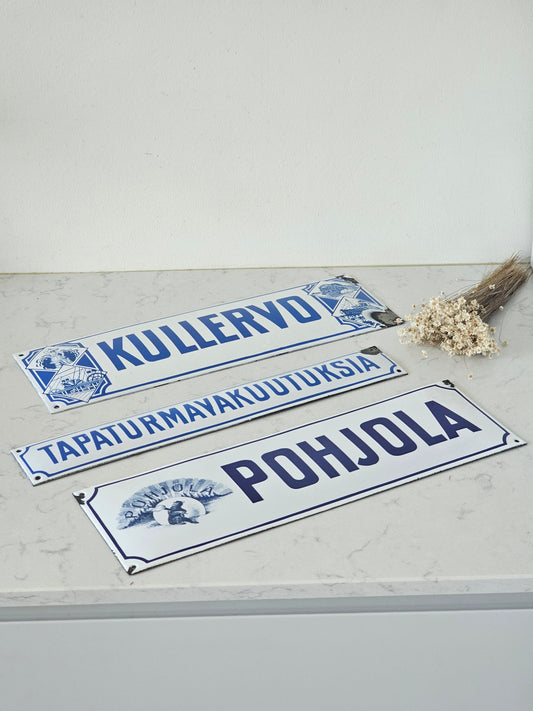 Pohjola, Kullervo ja tapaturmavakuutuksia vanha emalikyltti