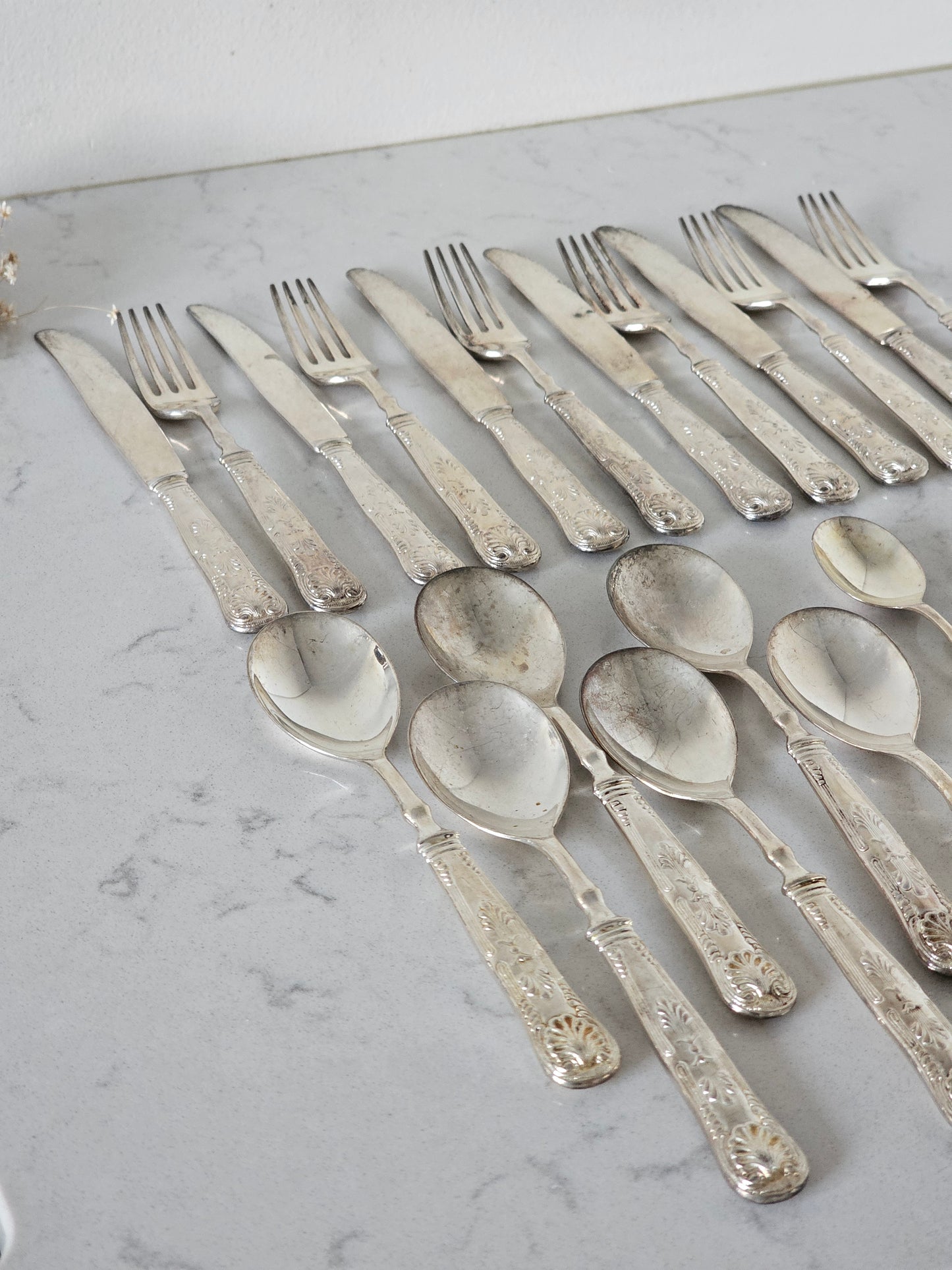 Simpukkakuvioitu aterinsetti 24 osaa